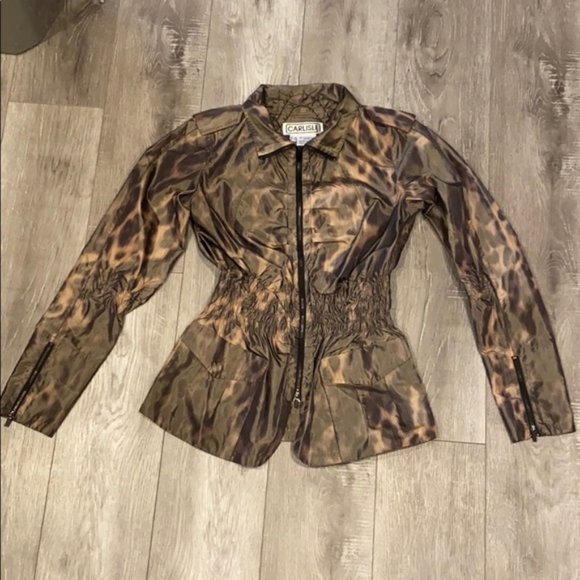 Vintage Jackets & Blazers - Vintage Carlisle Cheetah Print Silk Jacket